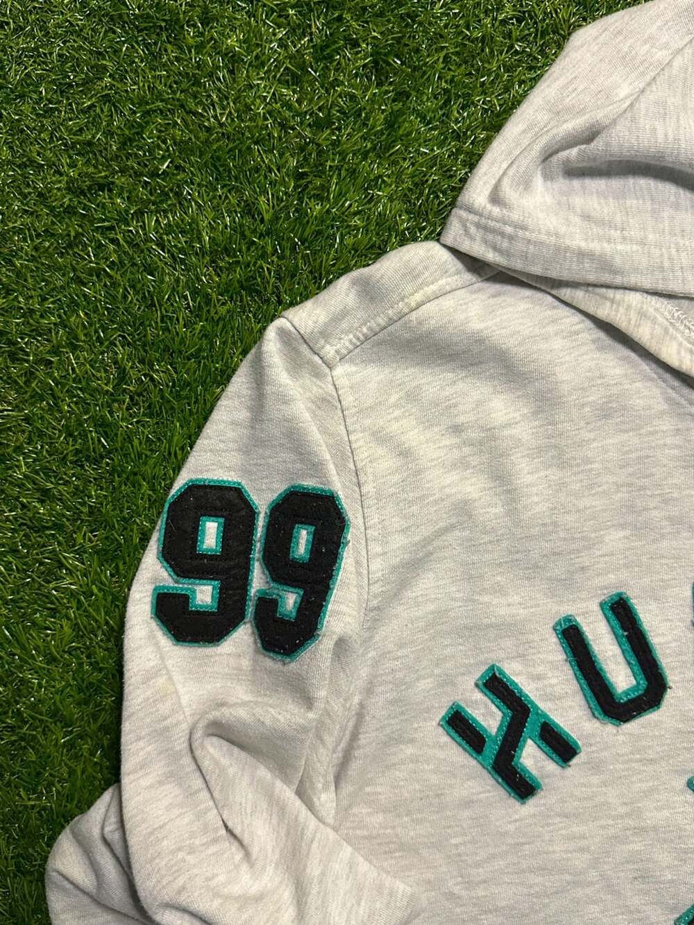 Y2K 2000s Hurley Full Zip Hoodie Sweatshirt Grey Logo - Picture 4 of 7